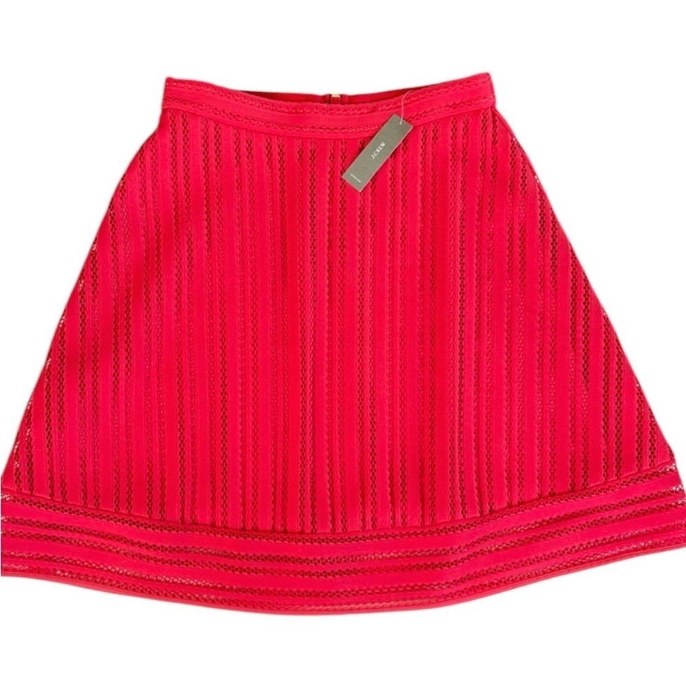 NWT J. Crew Striped Eyelet Skirt Bright Flame Size 2